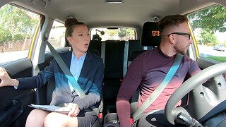 Hardcore fucking in the car with clothed brunette Amylia Argan